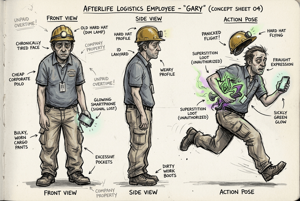 Dead Shift — Afterlife employee character concept