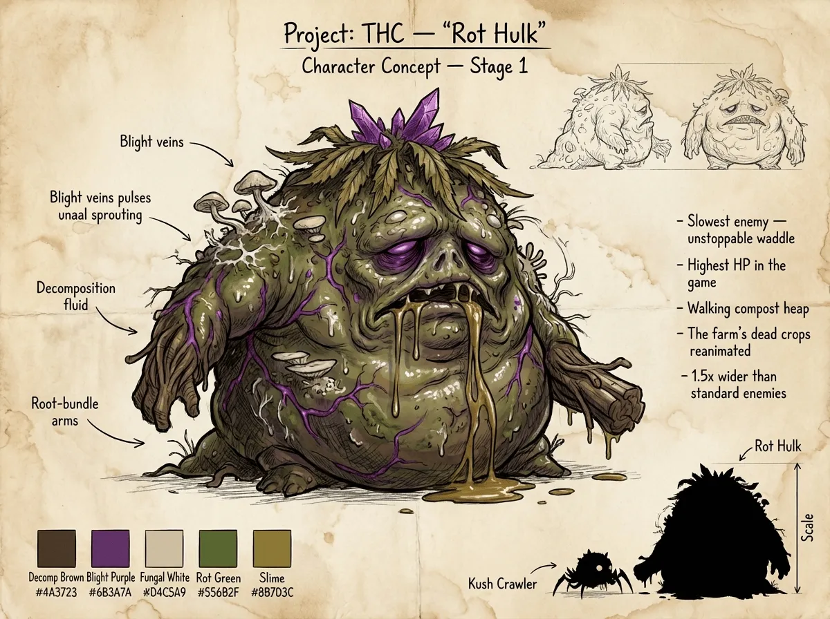Rot Hulk — character concept art sheet