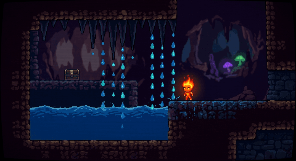 Pixel-art platforming — dodging water balloons and fire hydrants.
