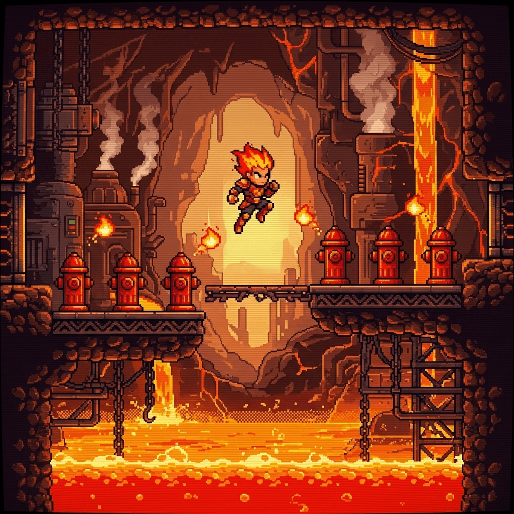 Collecting coins while avoiding a gauntlet of water enemies.